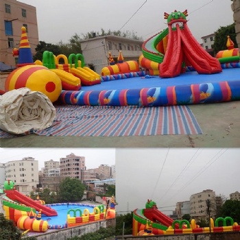 Animal inflatable dragon water pool slide