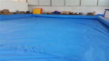  Large blue inflatable rectangular water pool with cover for kids	