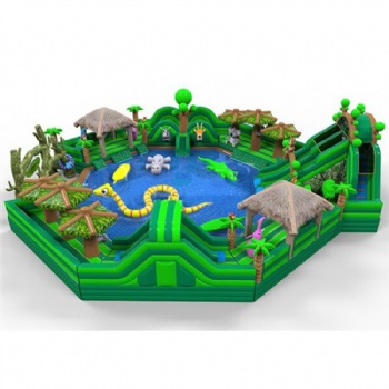 Giant Amazon Jungle pool slide water park Inflatable obstacle course for kids