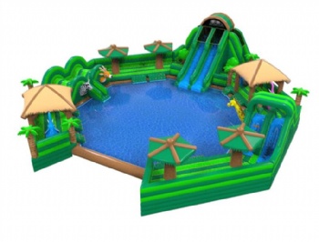  Giant Amazon Jungle pool slide water park Inflatable obstacle course for kids	