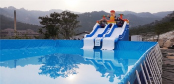  Portable Metal Frame Swimming Pool Inflatable Water Slide Park for kids and adults	