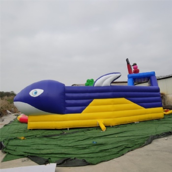  Portable Kids Swimming Pool with blue whale slide Inflatable water park for above ground	