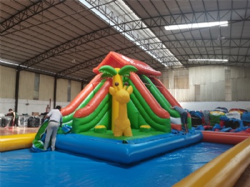  Floating small island pool park inflatable riding water game with slide for baby	