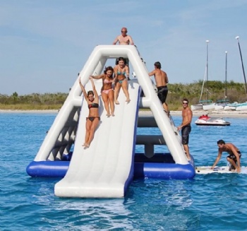 Outdoor fun fitness equipment inflatable floating slide tower for water sport